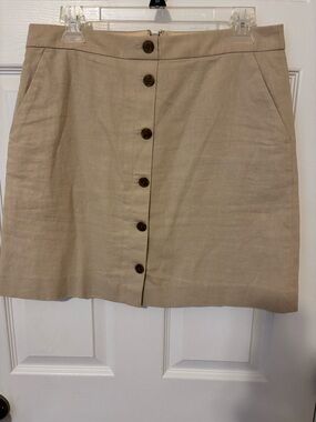 J. Crew Beige Button-Front Mini Skirt